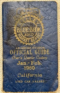 Vtg Jan - Feb 1960 Kelley Blue Book Official Guide Book California Used Car VG+!