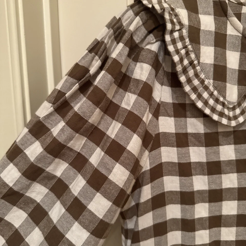 Madewell Gingham Collared Puff Sleeve Mini Dress Sz S Retro Style Boho - Image 4 of 4