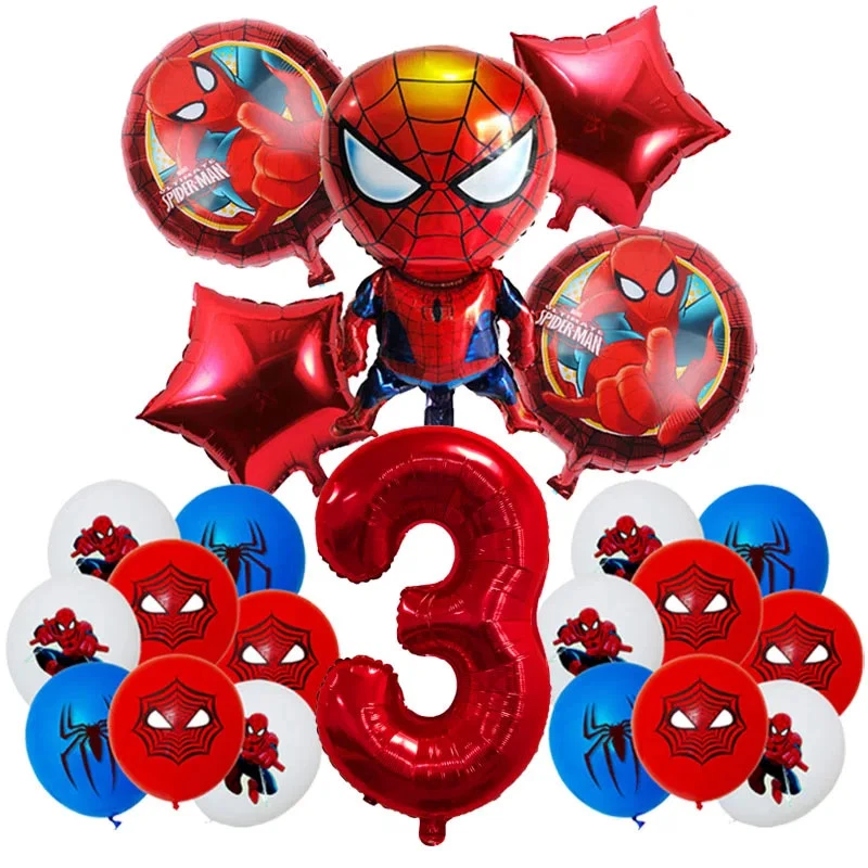 Decoraciones de fiesta de cumpleaños Spiderman para niños látex aluminio papel aluminio globos araña Foto 2 de 4