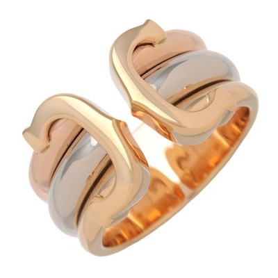 Cartier C2 Ring K18 750YG/PG/WG Gelb Rot Weißgold #47 US4,5 Authentisch Gebraucht Kostenloser Versand