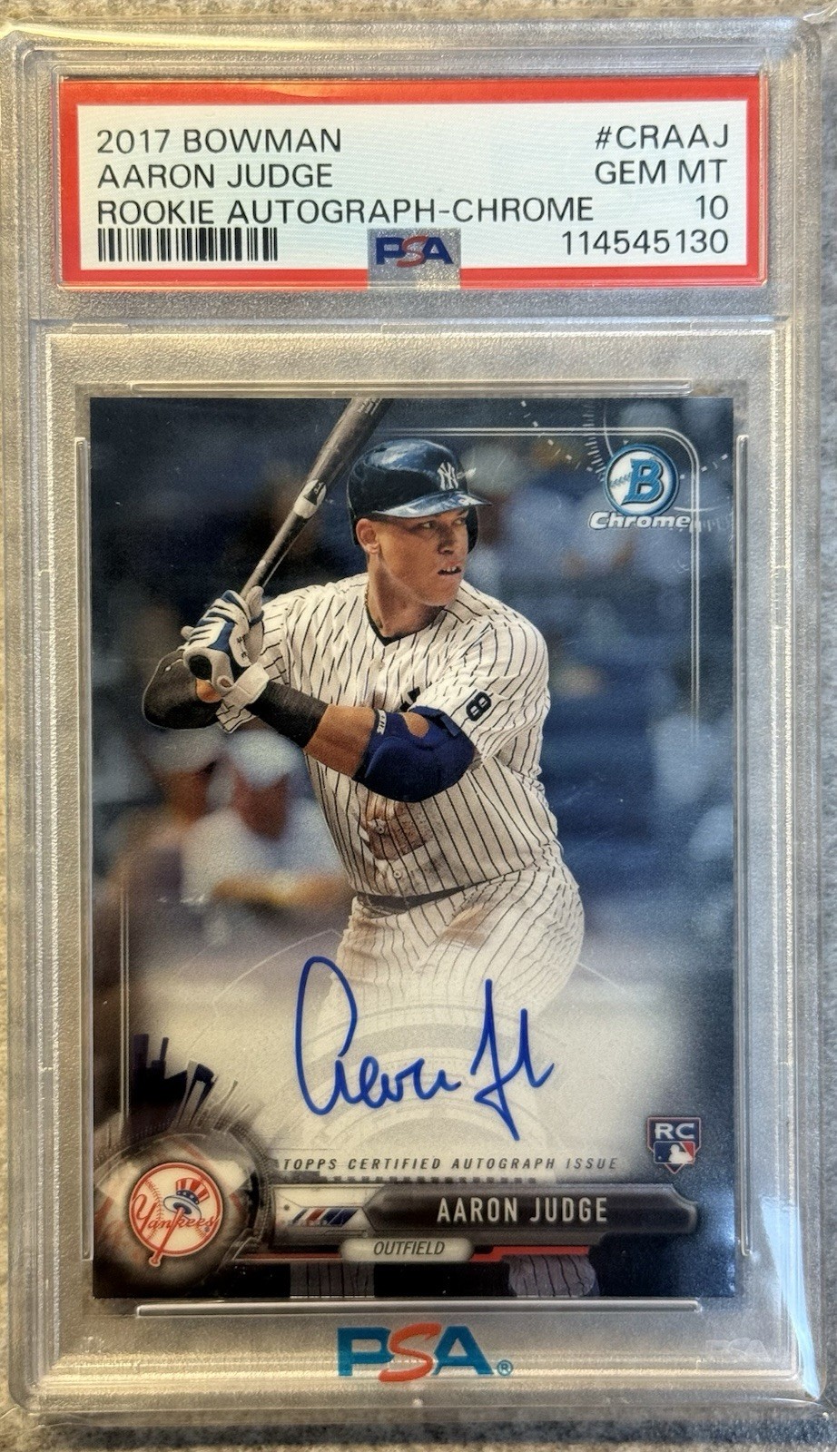2017 Bowman Aaron Judge Rookie Auto Chrome PSA 10 RC Yankees