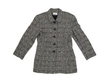 Doncaster Blazer Womens 10 Black White Textured Plaid Button Lined Made USA