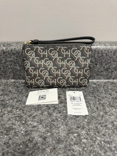 Bracciale Coach donna zip angolare nuovo con etichette monogramma COACH nero multicolore CF548 IMBLK