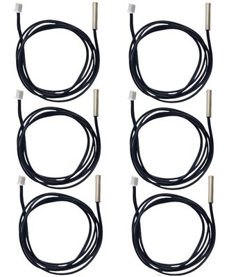 6Pcs 10K Temperature Sensor Probes 1M Waterproof Stainless Steel NTC 3950 The...