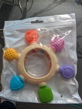 Baby Teething Toy Ring Rattle 0-24M BPA-Free Silicone Teether for Infant Gums