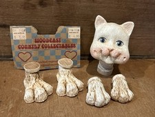 Vintage Woodcast Reproductions of Original Carvings Cat Doll Head Paws Feet