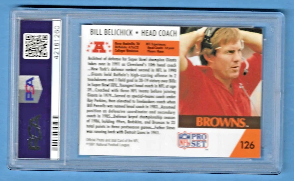 Juego profesional Bill Belichick Browns 1991 #126 novato PSA 6 #42161260 Foto 2 de 2