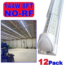 8FT LED Shop Light Fixture NO-RF T8 LED Tube Lights 144W Garage 6500K 12 Pack