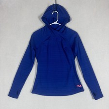 Fila Sport Womens Performance Run Pullover Sweatshirt Size Small Blue Hood Thumb