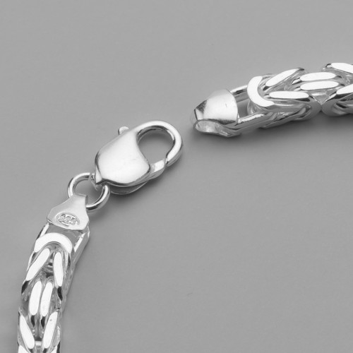 7mm 8.3'' 1.6oz | 925 Sterling Silver BYZANTINE BRACELET | Solid Square Chain - Picture 4 of 10