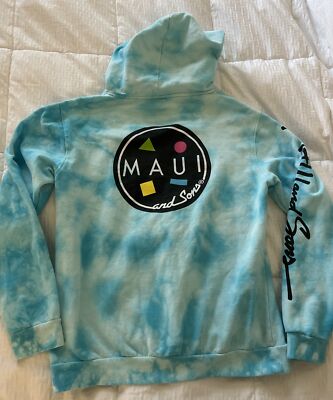 Maui Sons Tie-Dye Cookie Logo Hoodie Pocket Blue Mens Size L