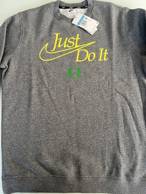 Nike University Of Oregon Ducks Pullover Sz Medium Gray With Yellow Letters 17M