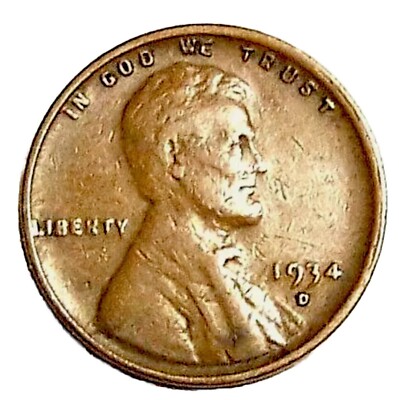 1934-D Lincoln Wheat Cent  Best Value on eBay   FAST FREE SHIPPING!!