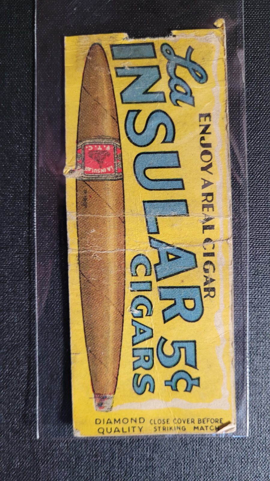 1920's La Insular Cigars "Diamond Quality" Matchbook Match Cover