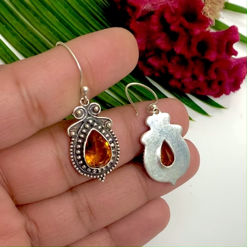 Golden Quartz Gemstone 925 Sterling Silver Jewelry Earring, Designer Earring - Video 1 of 1