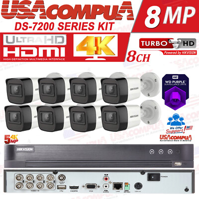 Hikvision 8Ch Security System CCTV KIT 4TB HDD 5MP Camera 4K DVR