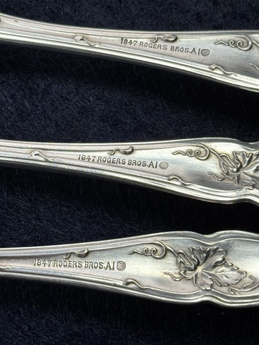 1847 Rogers Bros ~ 4 Vintage Grape Grapefruit Spoons No Monogram ~ Fruit Spoon - Picture 5 of 6