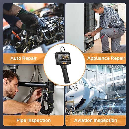 BiDirectional Articulating Borescope IPS Screen IP67 Waterproof LED