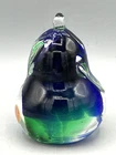 Vintage Hand Blown Glass Pear Fruit from Murano, Italy Green Blue & Clear Glass