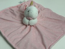 Carters Just One You Pink White Polka Dot Unicorn Baby Plush Security Blanket