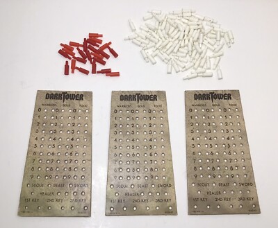 Dark Tower SCORE CHARTS & PEGS 20/80 Board Game Pieces - 1981 Milton Bradley