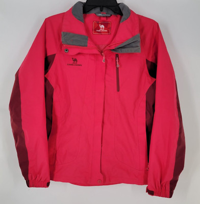 Camel Crown Hooded Windbreaker Jacket Coat~ Women's Size Small ~ Red