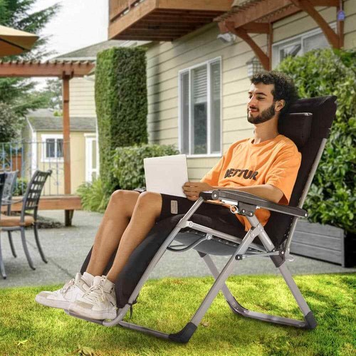 Zero Gravity Chair 26 in. Recliner 500 lbs. Capacity Adjustable Lounge Chair Bla - Picture 8 of 8