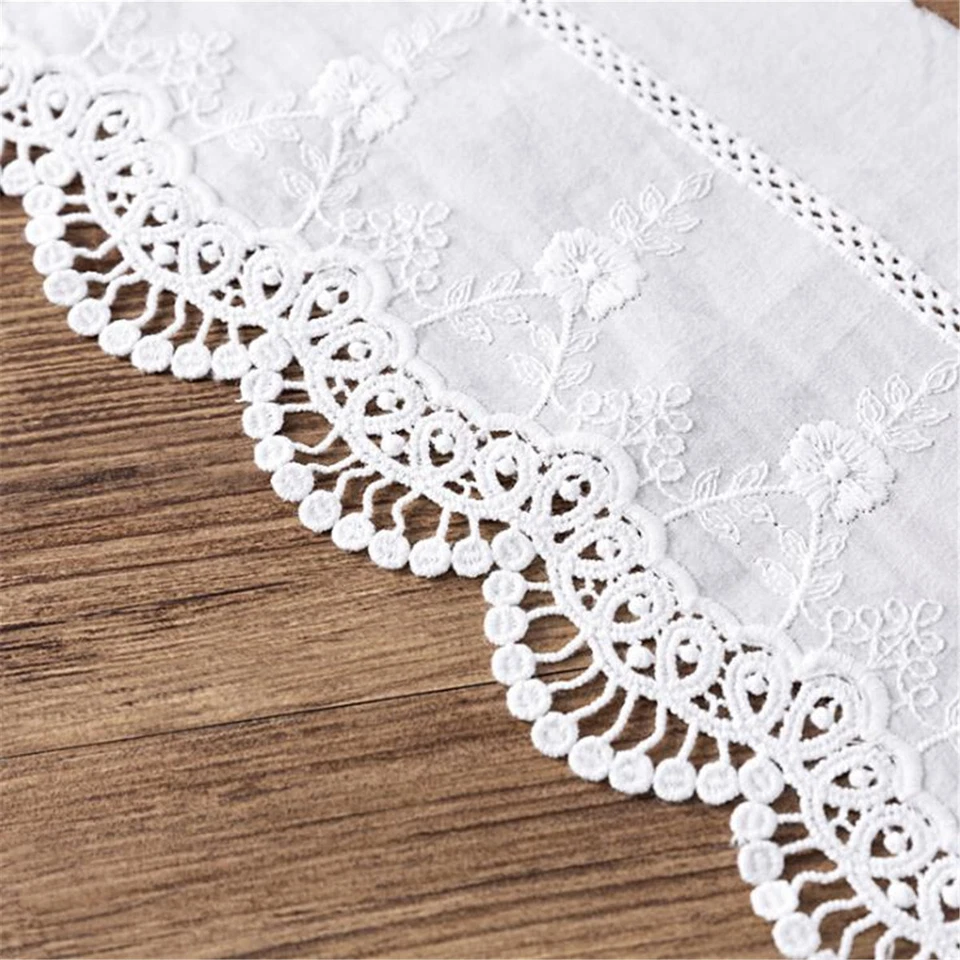 1 Yard Embroidery Floral Cotton Lace Trim Ribbon Wedding Fabric DIY Sewing Craft - Image 3 of 4