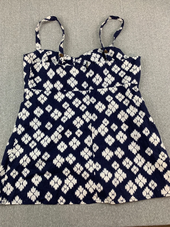 Camiseta sin mangas Patagonia Summertime para mujer 8 azul algodón orgánico cáñamo batik BOHO Foto 2 de 4