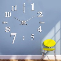 Diy Large Acrylic Mirror Wall Clock 3d Numbers Design Sticker For Living Room... on sale Diy Large Acrylic Mirror Wall Clock 3d Numbers Design Sticker For Living Room... on sale