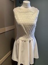 Warehouse Cream Sleeveless Dress With Lace Bodice Size 10