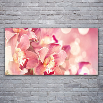 Tableau Décoratif Impression Sur Verre 120x60 Cm - Motif Floral Fleurs Roses - Style Moderne - Neuf