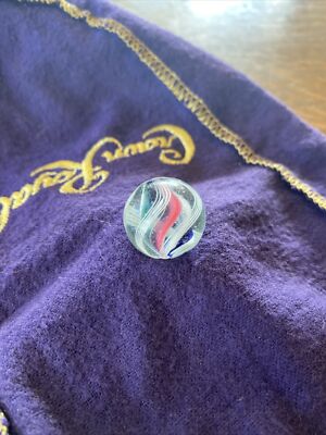 Vtg Antique Handmade Marble 3/4  Ribbon Core Multicolored