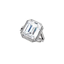 2.50 Carat Genuine Diamond Emerald Cut Halo Ring in 18K Gold 