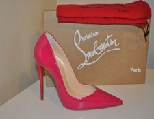 NIB Christian Louboutin So Kate Pointy Toe 120 Pump Shoe ROSA PINK Patent 35.5
