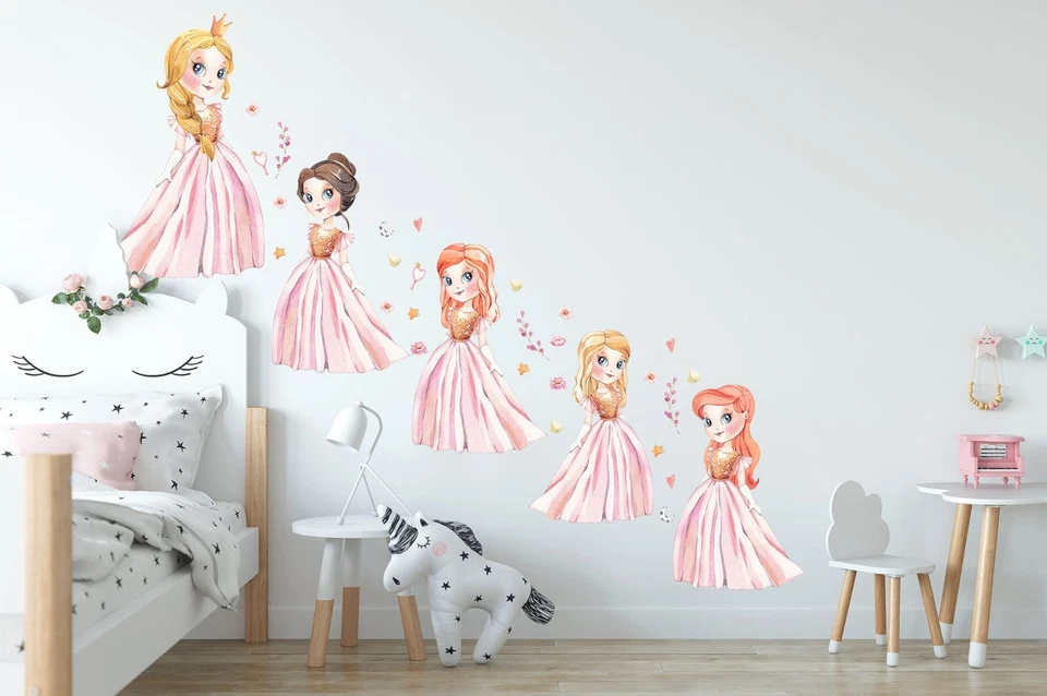Princess Pink Flowers Girls Wall Decal Removable Wall Sticker for Girl Room - Image 3 of 4