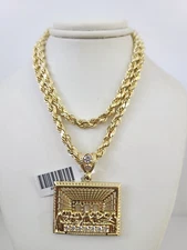 10kt Gold Rope Chain Last Supper Pendant Charm Set 18"-30'' Inch 5mm Necklace