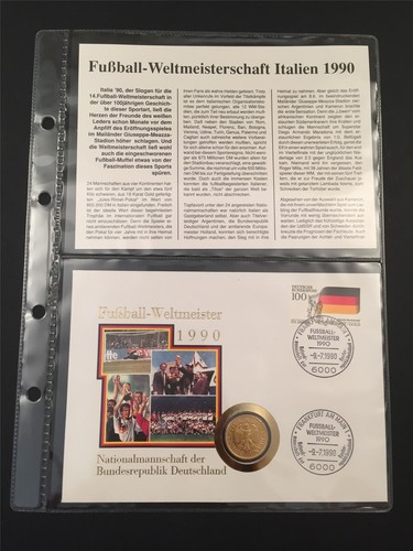 BRD NUMISBRIEF 1990 FUSSBALL-WM WELTMEISTER FOOTBALL SOCCER COIN COVER u180