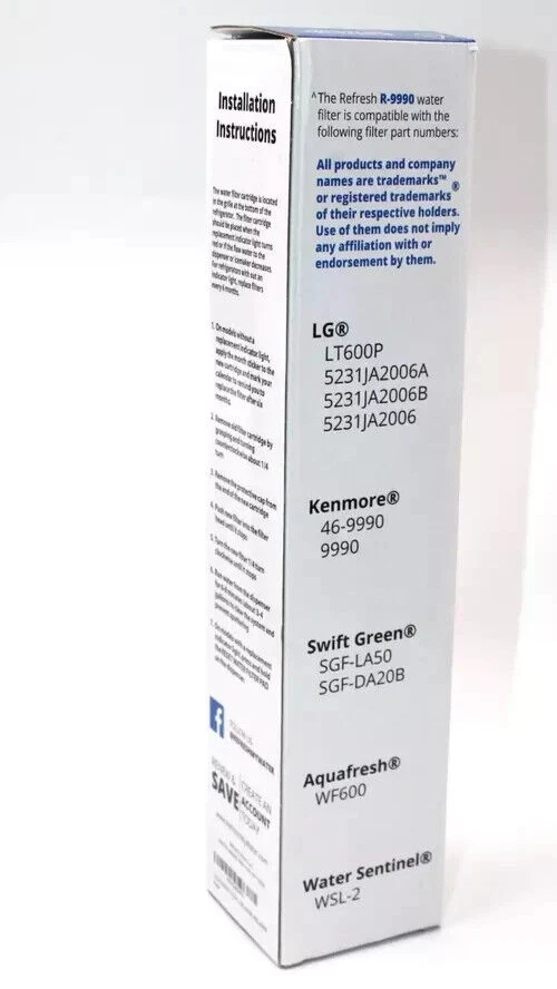 3 pack Refresh Waterdrop Filter R-9990-S LG LT600P & 5231JA2006A Refrigerators - Image 3 of 4