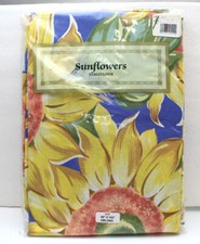 NEW Sealed Sunflowers Cotton Blend Tablecloth 60"x 102" Oblong USA P2