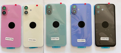 Für iPhone 16 Plus Ersatz Rückseite Backglas mit Kameralinse & Halterungen