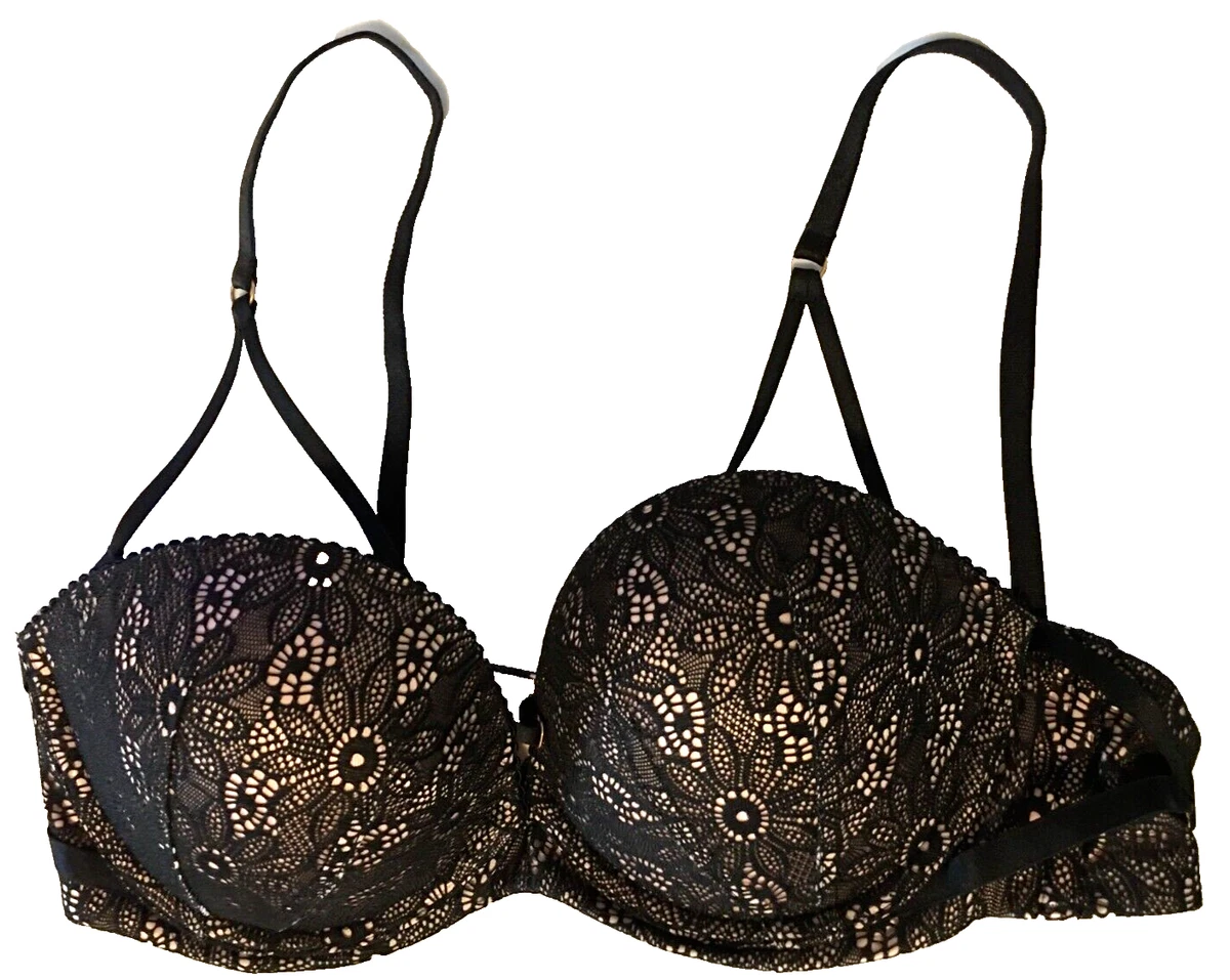 Victorias Secret Very Sexy Black Lace Push-up Bra Size 34C Padded Multi-Way  NEW