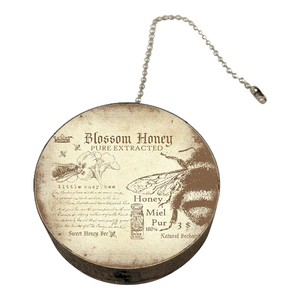 Vintage-Bee-Round-Wood-Fan-Light-Pull
