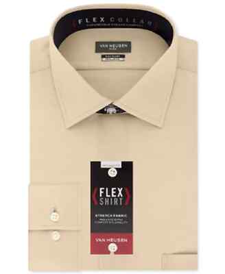 Van Heusen Men's Classic-Fit Wrinkle Free Flex Collar Stretch Solid Dress  Shirt | eBay