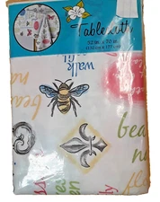 52 x 70 Butterfles Plant Seeds of Happiness! Peva Vinyl Tablecloth with Flannel