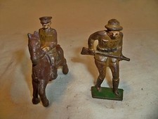 Lot of 2 Cast Iron/Lead Military Soldiers on Horseback and Soldier with Rifle