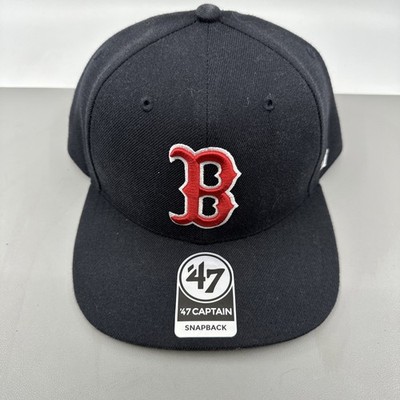 47 Brand Mens Black Boston Red Sox Adjustable Baseball Snapback Hat One Size