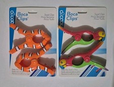 Parrot Clown Fish Boca Beach Towel Clips Lot of 2 Brand New Packages O2COOL