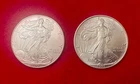 Lot of 2 American Silver Eagle $1 Coins : 1993 and 2000. Uncirculated.