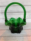 Vintage Fenton Vulcan Basket with Twisted Handle - Emerald Green